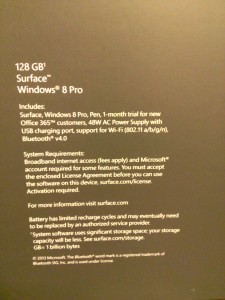 128 GB Surface Windows 8 Pro Box