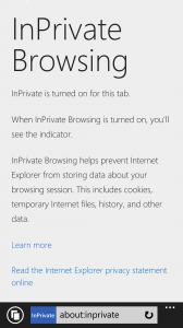 Windows Phone 8 InPrivate Browsing
